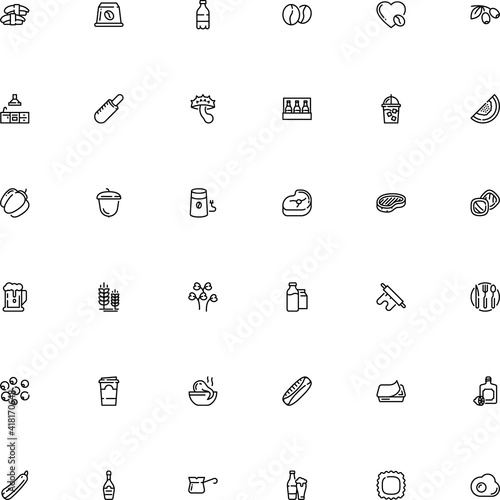 icon vector icon set such as: straw, sausage, milkshake, sharp, roasted, conchiglie, coffeemaker, takeout, virgin, omelette, animal, ear, ale, spice, preparation, oat, transparent, elements