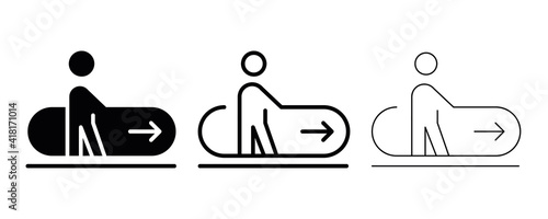 Escalator tapes icon symbol. Such icons reciprocating horizontal ladder icon Editable line and silhouette design. Logo, web design.
