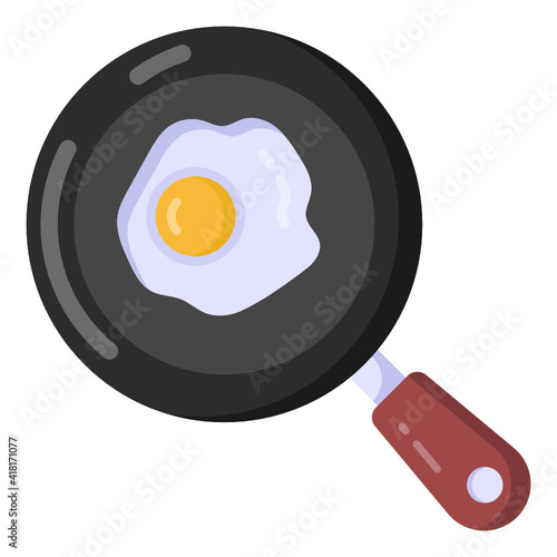 
Fried egg vector style, breakfast in flat icon 

