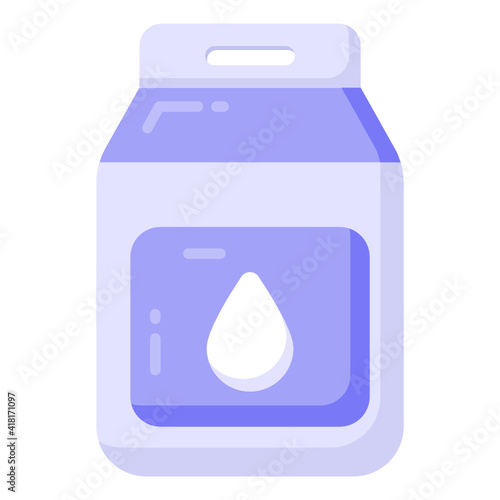 
Milk in a disposable packet, design of milk package in editable vector 

