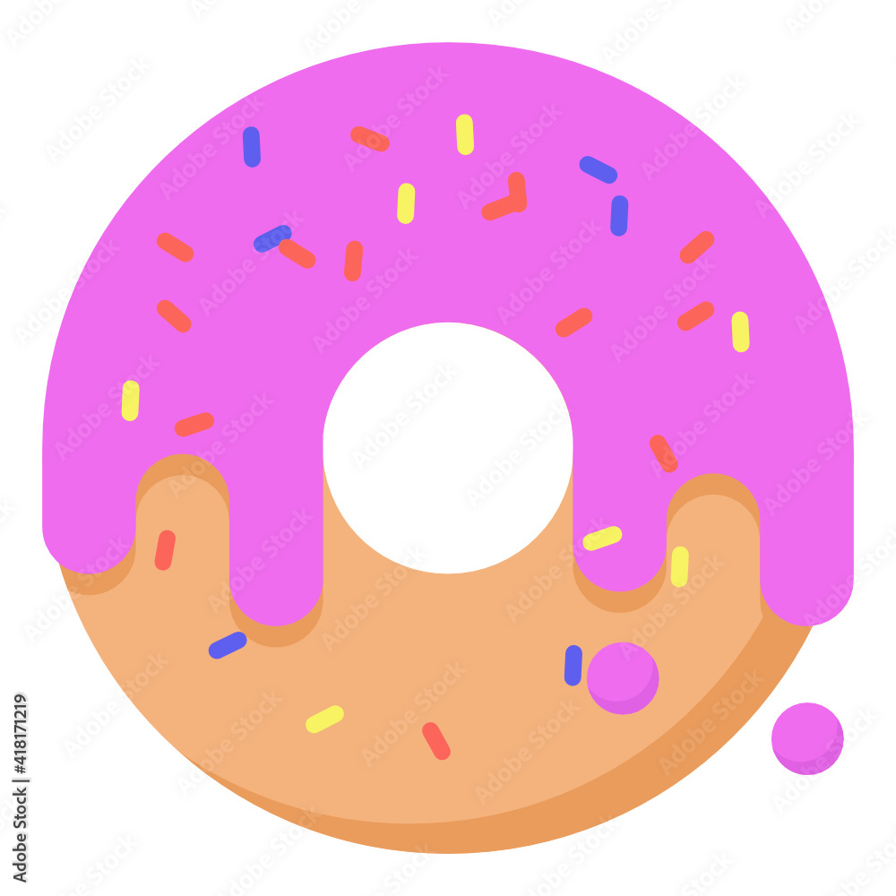 Fototapeta premium Glaze doughnut vector style in editable flat style
