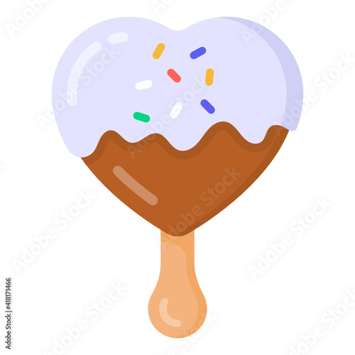 
A cute heart ice cream flat icon design

