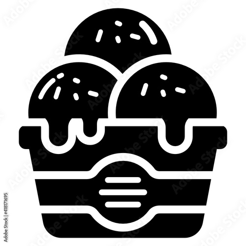 
An ice cream bucket in flat icon

