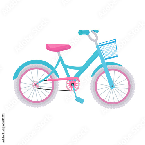 Vector illustration of bicycle, bike, wheel, transportation type. Flat style.