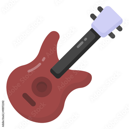 
A guitar, musical instrument icon in flat design 

