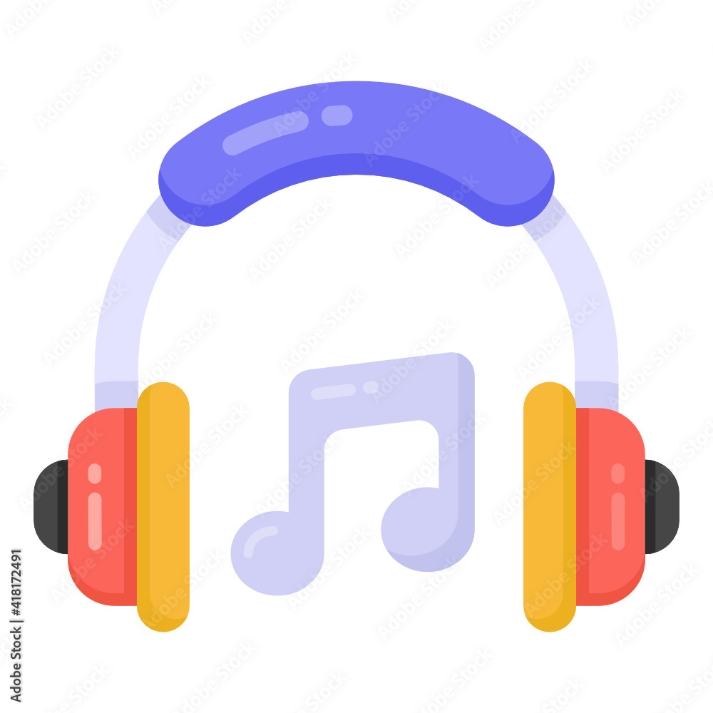 Headphones with melody, concept of music headphones
Headphones with melody, concept of music headphones