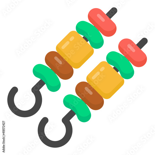 
Bbq skewers food flat icon 

