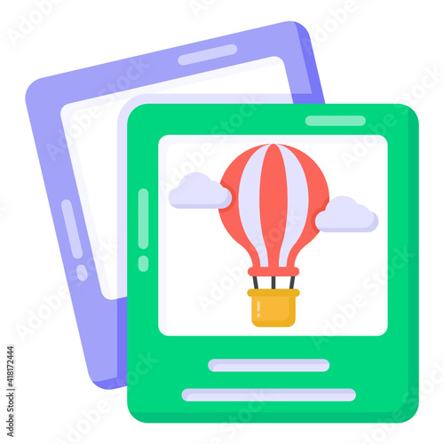 
Air balloon tickets icon in trendy flat style. 


