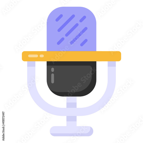 
Singing device icon, flat design of mike 

