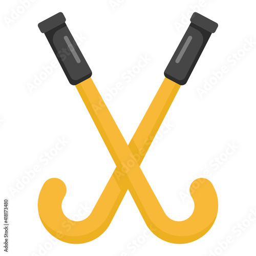 
Hockey sticks icon in modern flat style 

