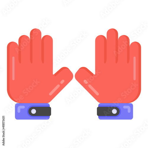 
Flat icon of racing gloves in modern style

