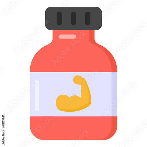 
Fitness booster supplement, flat icon design

