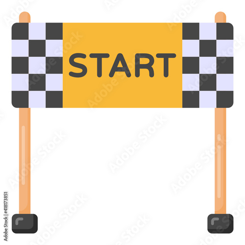 
Race start point, flat icon of start line 

