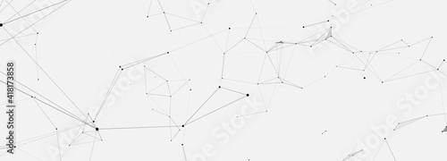 Abstract digital background of points, lines and triangles. Glowing plexus. Big data. Network or connection. Abstract technology science background. 3d vector illustration.