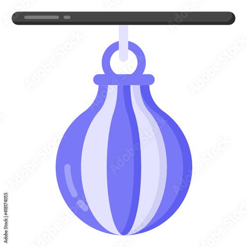 
Boxing practice equipment, flat icon of punching bag

