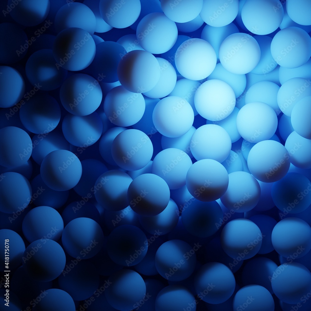 Pile of blue balls, 3D render illustration Pile of blue balls, 3D render illustration