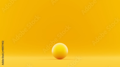 Yellow ball in yellow background. Minimal 3D Illustration