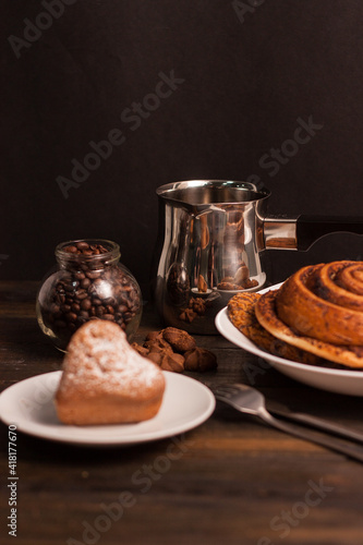heart-shaped cookies dessert sweets coffee meal breakfast