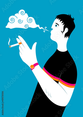 Man smoking vector illustration