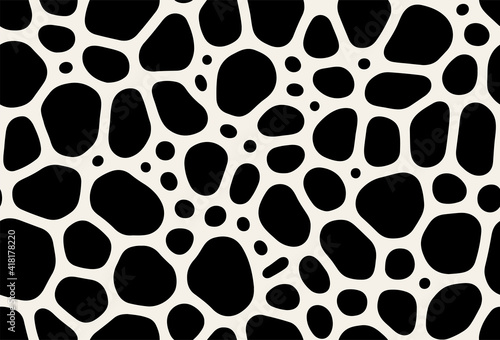 Vector seamless pattern. Modern stylish texture with smooth natural grid. Repeating abstract tileable background with random spots. Dotted organic shapes. Trendy surface design.