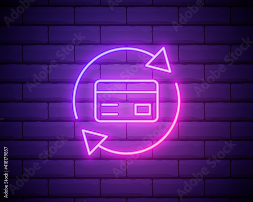 Cash Back Neon Logo Vector. Cash Back neon sign, design template, modern trend design, casino neon signboard, night bright advertising, light banner. Vector illustration isolated on brick wall