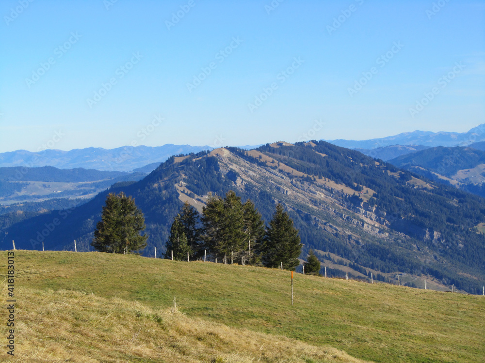 View from mount Rigi, Switzerland, towards the famous former landslide of Goldau