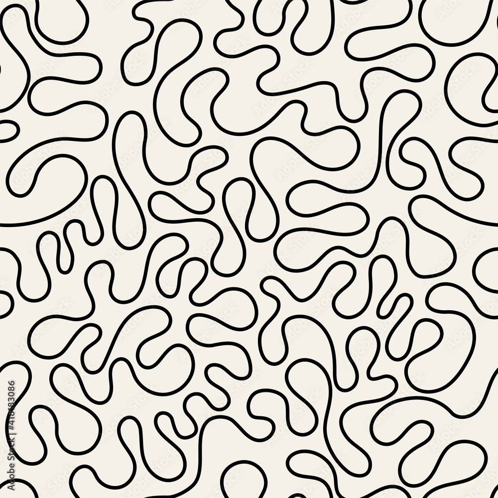Vector seamless pattern. Abstract background with linear doodles. Repeating confused texture.