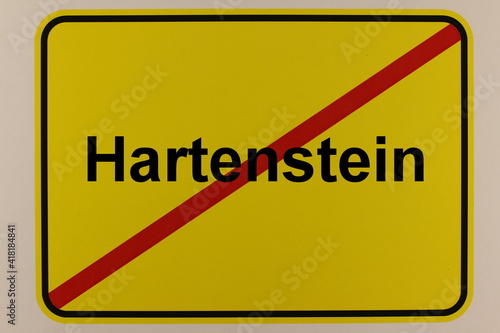 Illustration eines Stadtausgangsschildes der Stadt Hartenstein photo