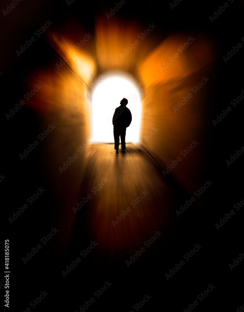 Man in a Tunnel Walking Towards the Light Zoom Motion Man in a Tunnel Walking Towards the Light Zoom Motion