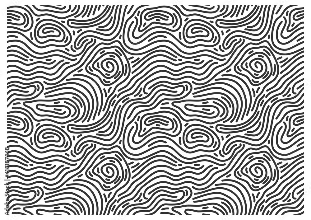 Pattern with black maze waves. 