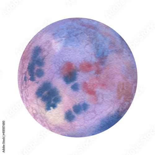 watercolor planet single. drawn planet. planet isolated on white background for design, print, postcards
