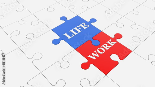 Puzzle with life and work concept