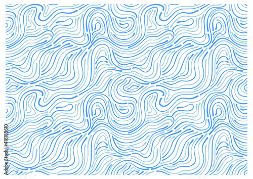Pattern with blue ink waves.