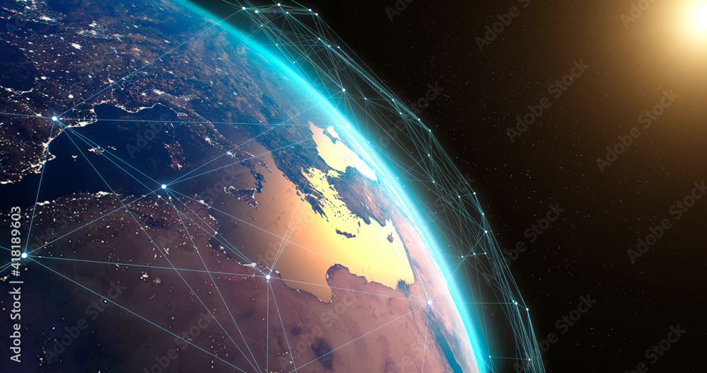 Φωτογραφία Satellite network over planet Earth