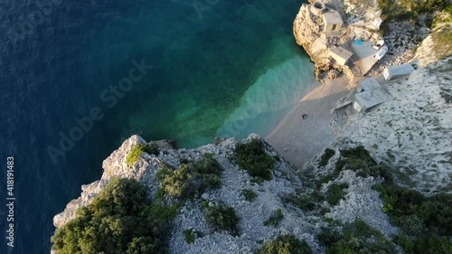 Einsamer Strand in Istrien, Kroatien, Drohnenflug, drone 4k, Aerial, Drohne photo