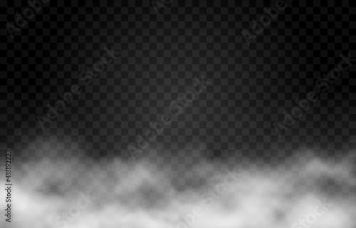 Vector cloud of smoke or fog. Fog or cloud on an isolated transparent background. Smoke, fog, cloud png. 