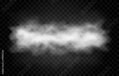 Vector cloud of smoke or fog. Fog or cloud on an isolated transparent background. Smoke, fog, cloud png. 
