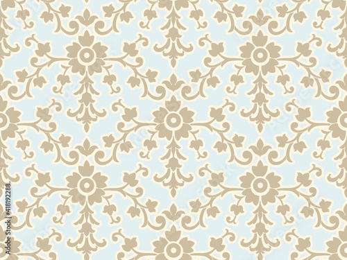 Damask seamless pattern element. Vector classical luxury old fashioned damask ornament, royal victorian seamless texture for wallpapers, textile, wrapping. Vintage exquisite floral baroque template.