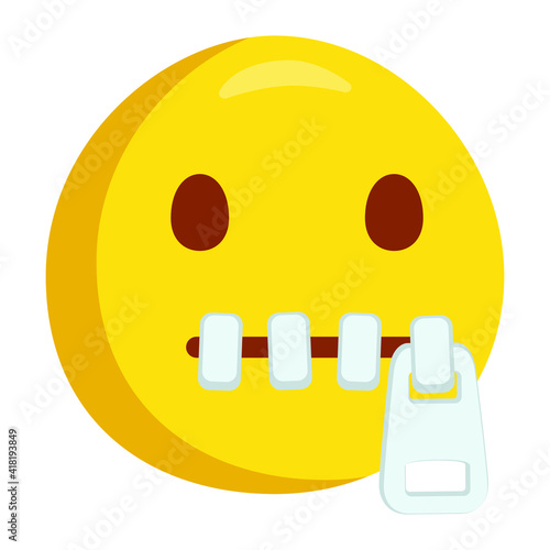 Zipper Mouth Face Emoji Icon Illustration. Lips Sealed Vector Symbol Emoticon Design Doodle.
