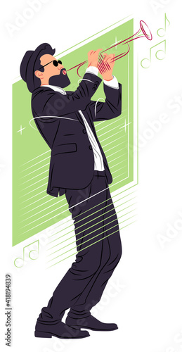Vector musician in shadow of sharp lines style