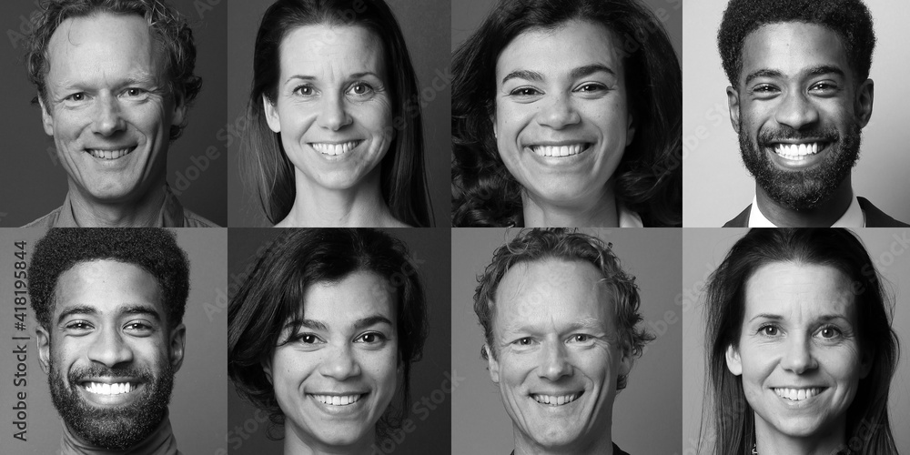 Group of beautiful people in front of a background