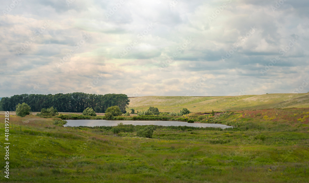 landscape and lake in the summer