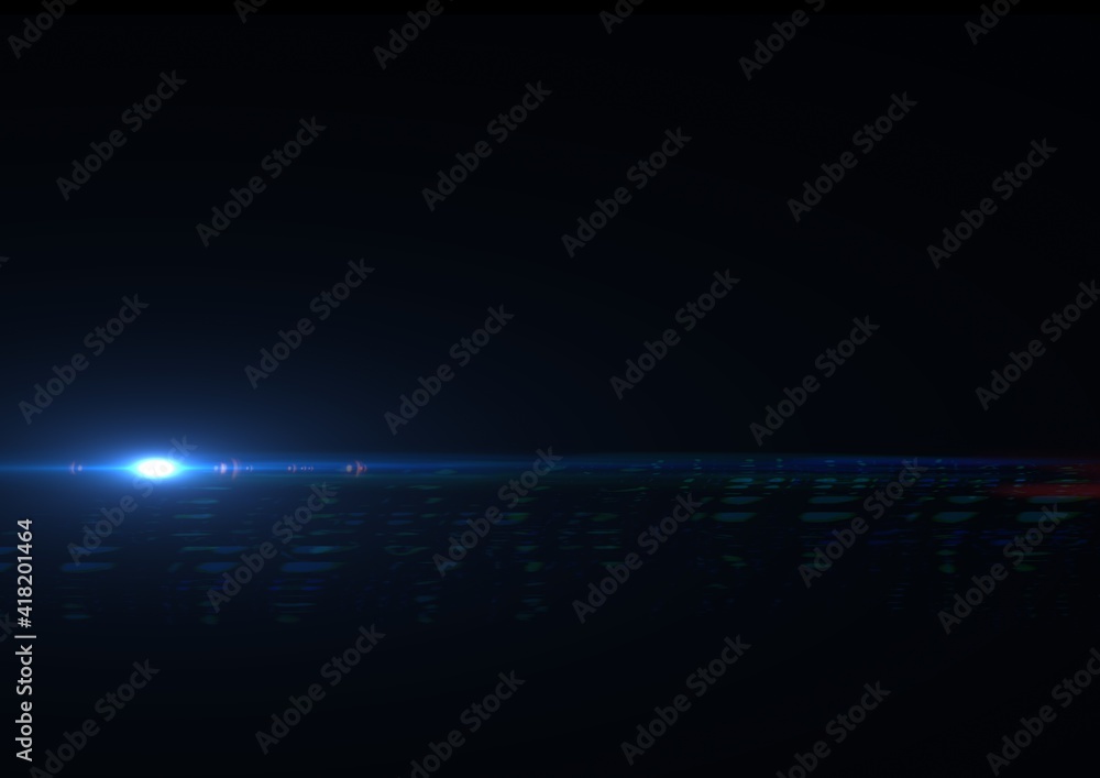 Glowing blue spot of light with light trail on black background Glowing blue spot of light with light trail on black background