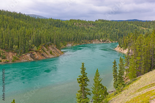 Fototapeta Naklejka Na Ścianę i Meble -  The Yukon River Heading into Miles Canyon