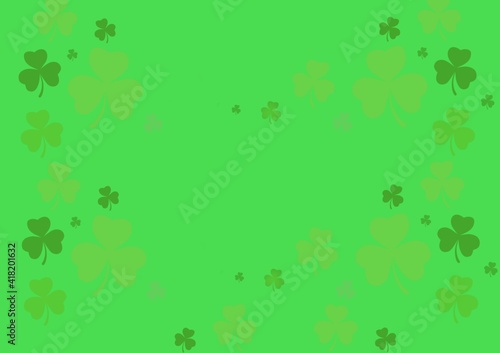 Multiple light and dark green clover pattern on green background