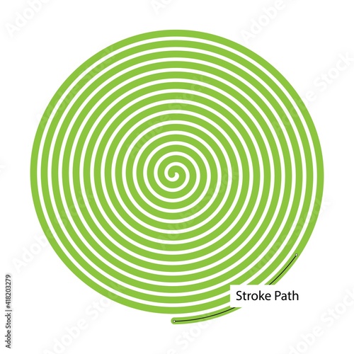 Flat line Archimedean spiral. Spiral curve with stroke customizable thickness photo