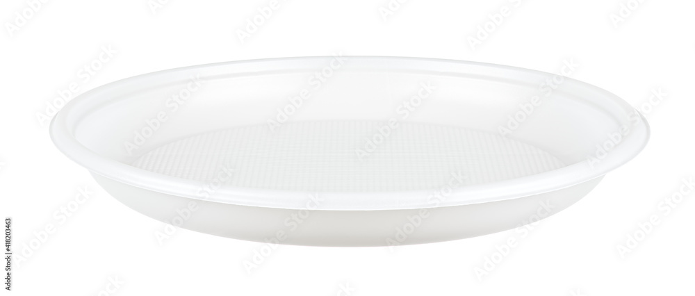 Plastic disposable plate isolated on white background Plastic disposable plate isolated on white background