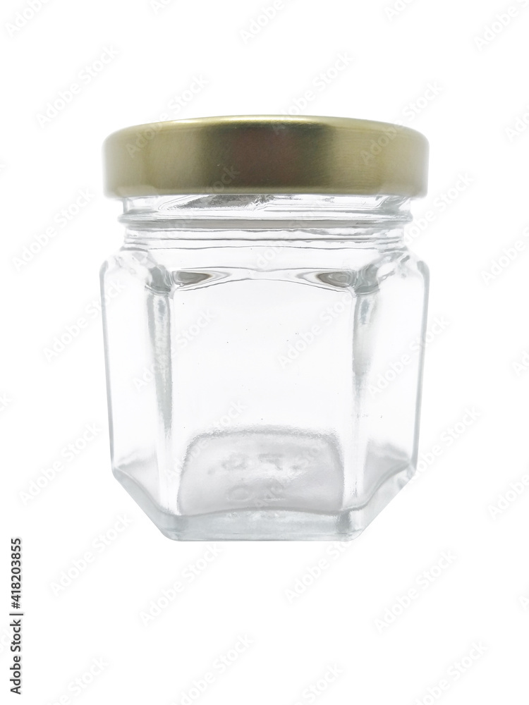 Mini frasco cristalino forma hexagonal 45 ml, tapa color dorada. Mini frasco cristalino forma hexagonal 45 ml, tapa color dorada.