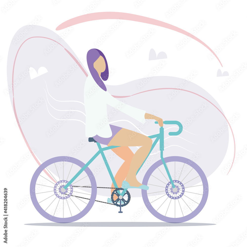 Woman riding a bicycle. Healthy lifestyle - Vector Woman riding a bicycle. Healthy lifestyle - Vector
