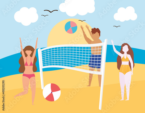 teens playing volleyball